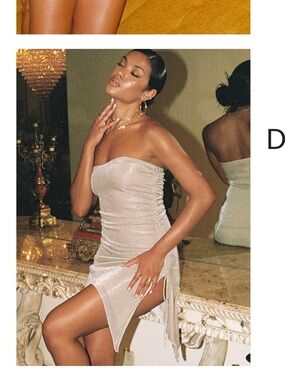 Princess Polly Champagne Sparkle Strapless Mini Dress